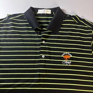 Fairway & Greene Turtle Point Kiawah Golf Polo Shirt Striped Men L Black Green